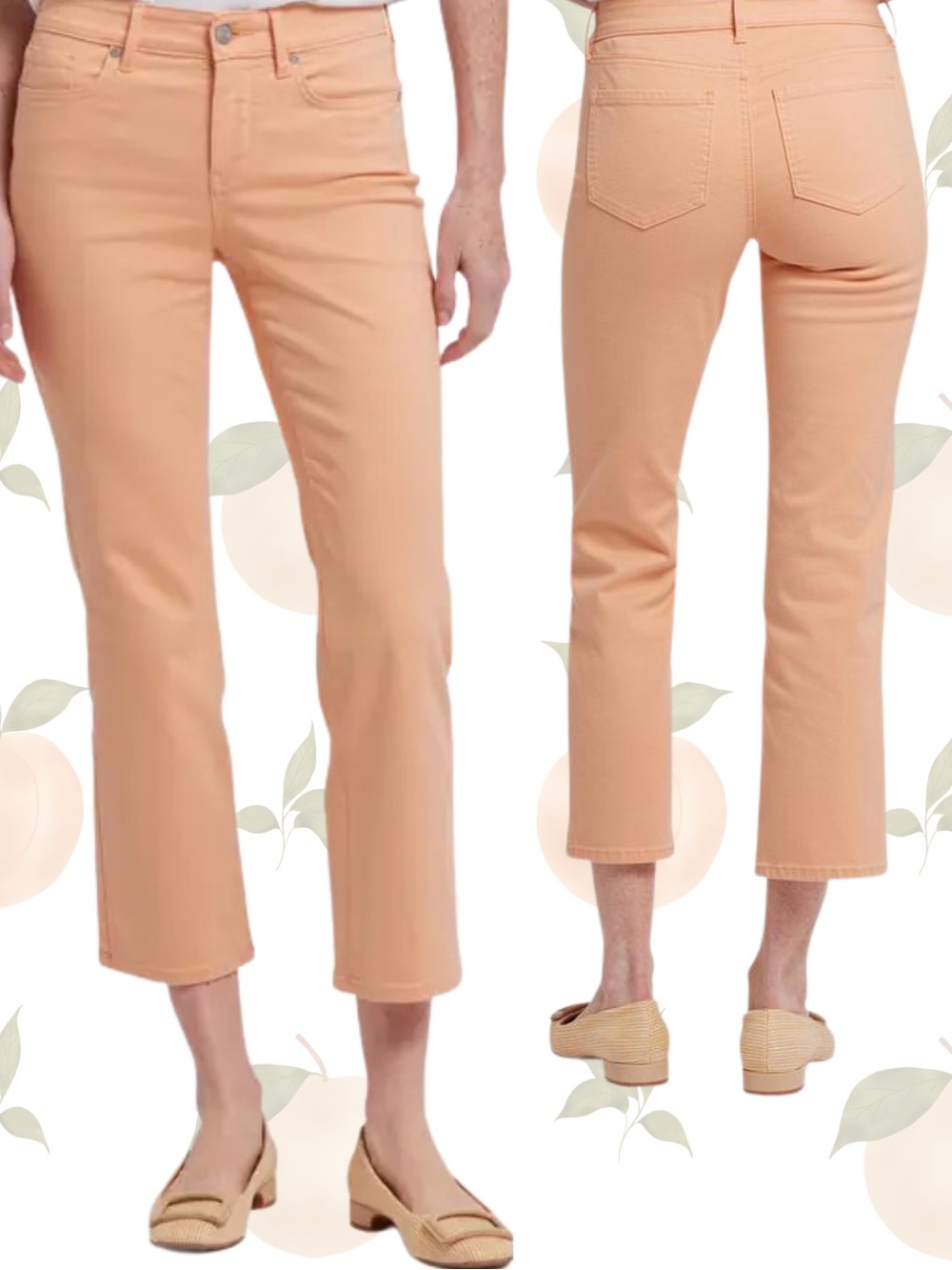 Women NYDJ Marilyn Summer Straight Ankle Jeans slimming panel Apricot Nectar Sz6